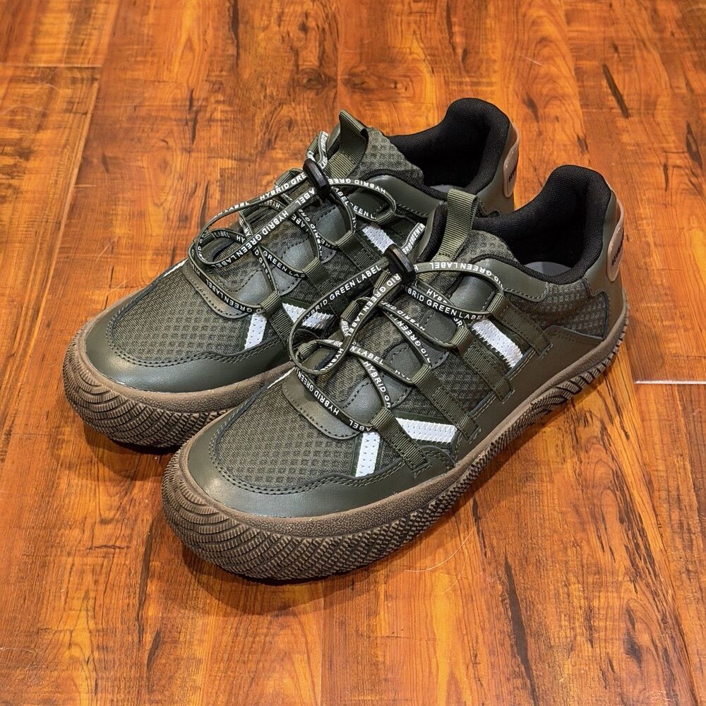 Hybrid Green Label HGL3042 Orion Green Leather Mesh Sneakers Mens Size 8 - New